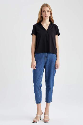 DeFacto Tričko Regular Fit Polo s krátkým rukávem ze 100% bavlny X0503AZ23SM