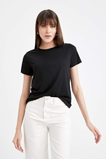 DeFacto Regular Fit Crew Neck Basic Plain Short Sleeve T-Shirt W7299Az23Sm
