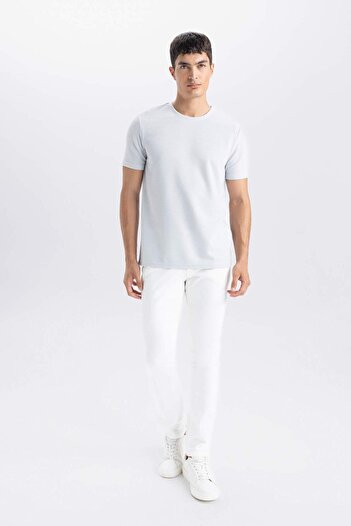 DeFacto Slim Fit Slim Fit Crew λαιμόκοψη κοντομάνικο Basic μονόχρωμο μπλουζάκι M6608AZ22SP