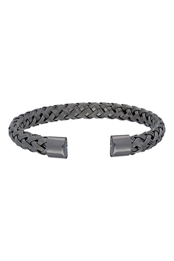 Chavin Ice Black Braided Steel Men's Bracelet Ec53Sy