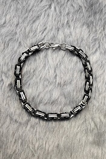 Chavin King Model 5 Mm. Black Gray Steel Men's Bracelet Az68-5Sy