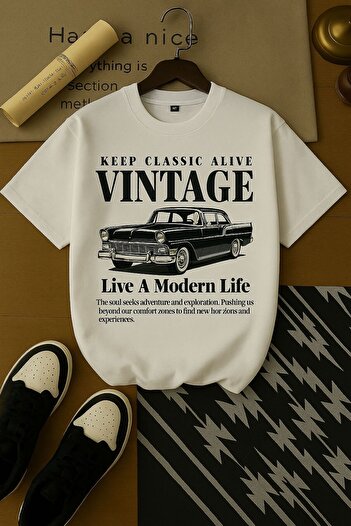 BENROMA Vintage Printed Oversize Unisex T-Shirt