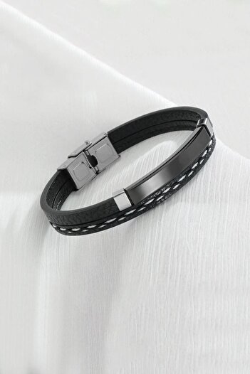 Chavin Ipc Plated Leather Steel Men's Bracelet Ed08Sy