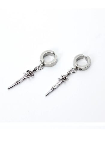 Chavin Gray Steel Sword Dangle Earrings for Women Men Ei33By