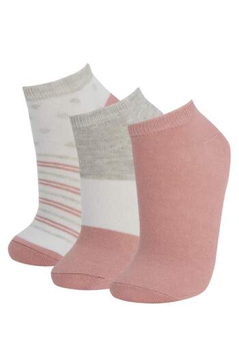 DeFacto Women's 3-Piece Cotton Booties Socks T7372Azns