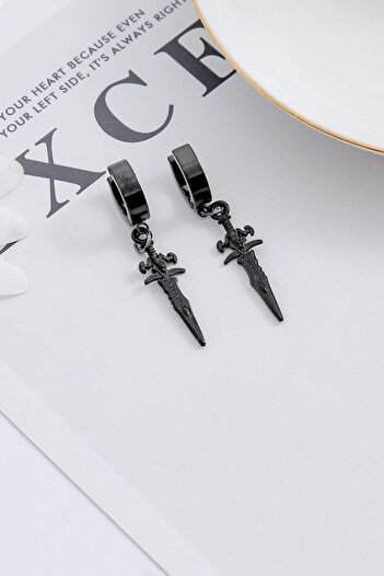 Chavin Black Steel Sword Dangle Women Men Earrings Ei33Sy