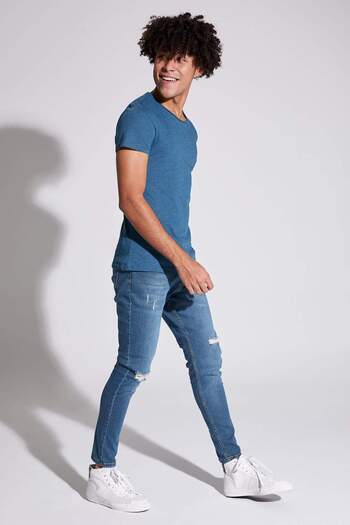 DeFacto Slim Fit Crew Neck Basic κοντομάνικο βαμβακερό χτενισμένο μπλουζάκι M4790AZ21SM