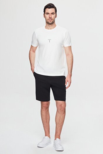 Twn Μπλουζάκι Regular Fit Λευκό εμπριμέ 100% βαμβάκι