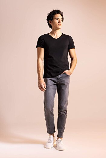 DeFacto Slim Fit V-Neck Basic κοντομάνικο μπλουζάκι M4791AZ20SP