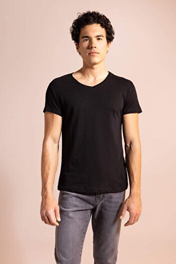 DeFacto Slim Fit V-Neck Basic κοντομάνικο μπλουζάκι M4791AZ20SP