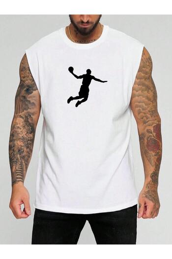 BENROMA Basketball Character Printed Sleeveless T-Shirt