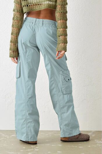 september island Sweet Blue Y2K Cargo Pants with Cargo Pockets Parachute