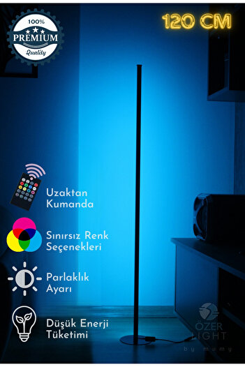 ÖZER LİGHT Premium Köşe Dekoratif Led Lambader 120 cm - Rgb Kumandalı 16 Renk Ayaklı Lambader