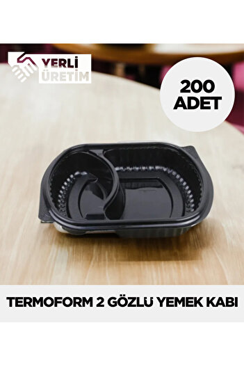 Sepet Doldur Thermoform 2 Compartment Food Container 200 Pieces