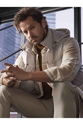 Dufy Stone Men's Regular Fit Plain Hooded Vest Coat