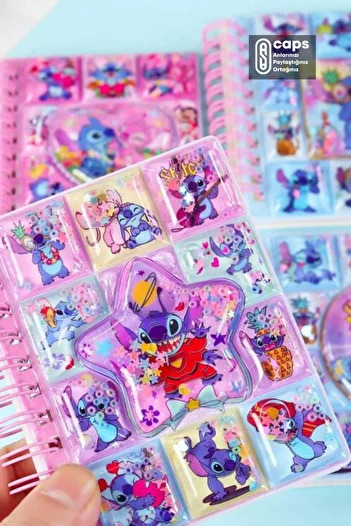 caps anlarınızı paylaştığınız ortağınız 1 Piece Cute Stitch Water Cover Notebook – 12 Stickers + 56 Pages Concept Water Sticker Notepad