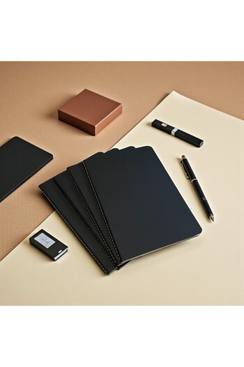 Fark Tanıtım Tailor Stitched 4-Piece Checkered Notebook, Black Cover Notepad, 40 Sheets (80 Pages)