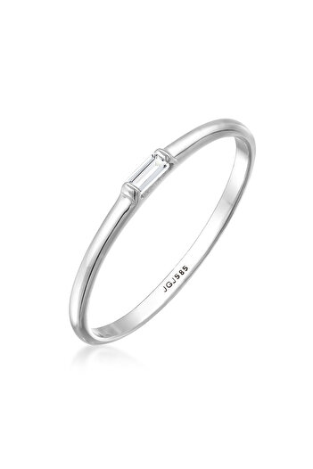 ELLI Ring Damen Vorsteckring Verlobung Elegant mit Topas in 585 Weißgold