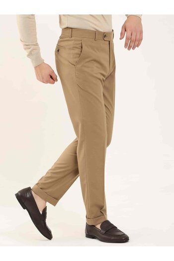 Dufy Camel Men's Regular Fit Straight Classic Trousers