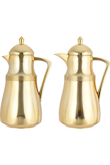 Alsaif Gallery Najd Thermos Set from Saif Gallery, 1/1 liter capacity, inner glass insulator, and outer plastic body
