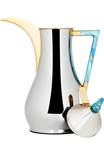 Alsaif Gallery Maha Al Saif Gallery Thermos Set, 2 Pieces, 1/1 Liter Capacity, Insulated Glass Inner, Steel Outer Body - Silver
