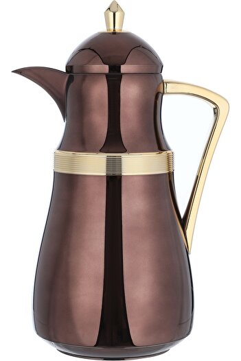 Alsaif Gallery NJD Thermos Set from Saif Gallery, 1/1 Liter Capacity, Glass Thermal Inner Liner, Plastic Outer Body - Gold