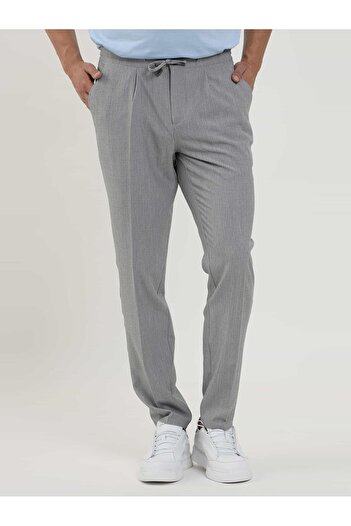 Dufy Anthracite Men's Slim Fit Seersucker Patterned Jogger Pants