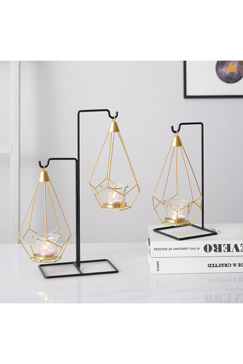 Generic Three-piece Hanging Candlestick, European Style Simple Candlelight Dinner Metal Ornaments