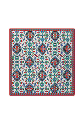 Bursa İpek Soft Green Tile Patterned Scarf