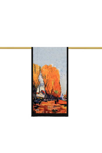 Bursa İpek Orange Fall Pattern Silk Scarf