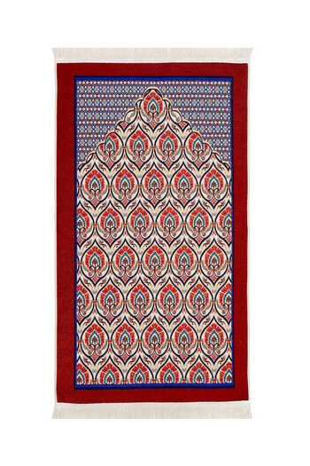 Bursa İpek Burgundy Tapestry Prayer Rug - Carnation Pattern