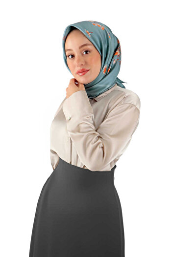 Bursa İpek Φουλάρι με μοτίβο Daisy Mint Silk Twill
