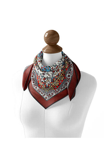 Bursa İpek Tulip Patterned Burgundy Soft Scarf