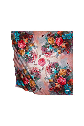 Bursa İpek Powder Flower Pattern Silky Scarf