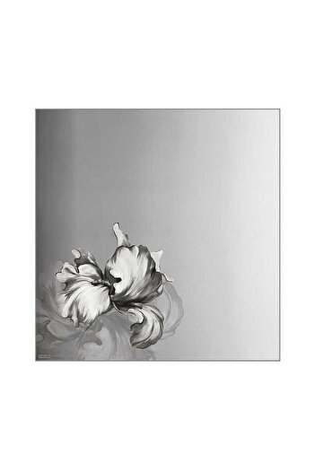 Bursa İpek Twill Patterned Gray Silk Scarf - Irises