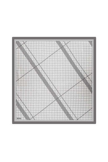 Bursa İpek Twill Silk Scarf - Gray Line Pattern Houndstooth