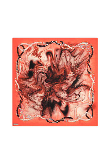 Bursa İpek Sura Silk Patterned Coral Belt Scarf