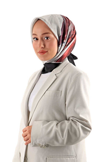 Bursa İpek Sura Silk Patterned Black Granite Scarf