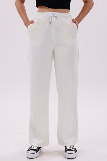 freemen Women's High Waist Ecru Gabardine-Linen Textured Trousers – Breathable Fabric, 4 Seasons