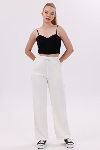 freemen Women's High Waist Ecru Gabardine-Linen Textured Trousers – Breathable Fabric, 4 Seasons