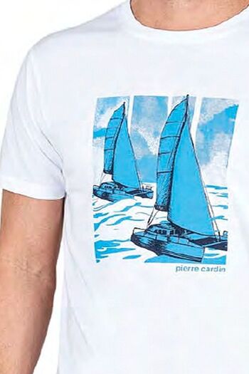 Pierre Cardin 6039 Ανδρικό κοστούμι πιτζάμες με κοντομάνικο σορτς-Λευκό