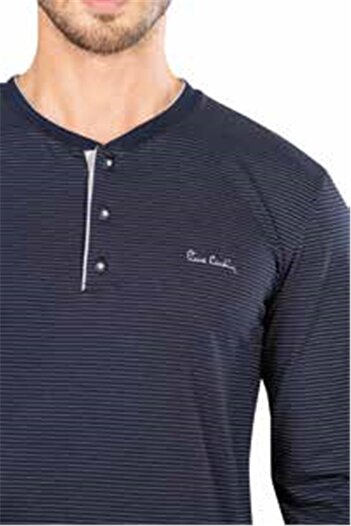 Pierre Cardin 5656 Men's Long Sleeve Cotton Pajama Set-Navy Blue