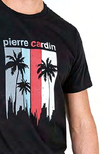 Pierre Cardin 6041 Men's Short Sleeve Combed Cotton Pajama Set-Black
