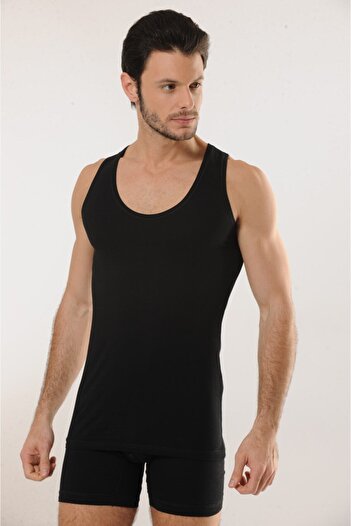 Hmd 716 3-Piece Cotton Strappy Men's Undershirt - Black