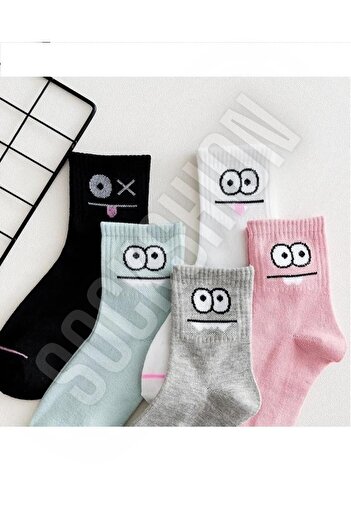 SOCKSHION Комплект от 5 чифта колежански чорапи с шарени персонажи - забавна нотка към вашия стил