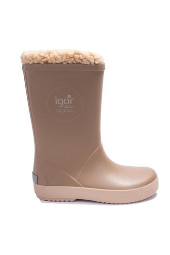 IGOR W10293 Splash Dk Burreguıto Dark Beige Orthopedic Fur Boy's Rain Boots