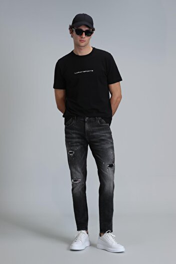 Lufian Lotus Smart Jean Men's Trousers Slim Fit Black