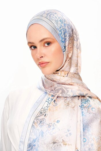 MOISCARF ETHEREAL BLOOM șal cu model rafinat Jan Jan alb catifelat