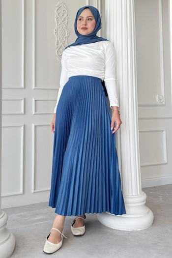 InStyle Pleated Saks Blue Skirt