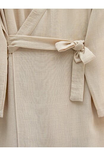 Modamorfo Long Cap with Double Tie Front - Beige